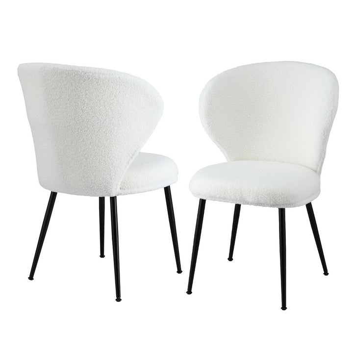 Elodie (Set of 2) Sherpa Dining Chairs - White - Homecoze