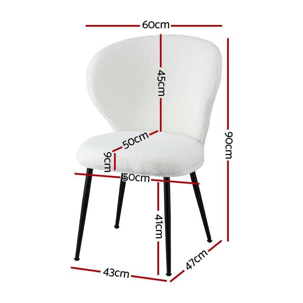 Elodie (Set of 2) Sherpa Dining Chairs - White - Homecoze