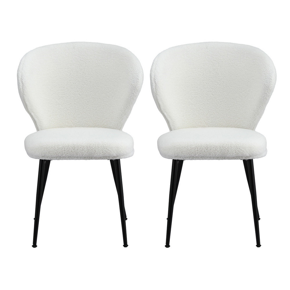Elodie (Set of 2) Sherpa Dining Chairs - White - Homecoze