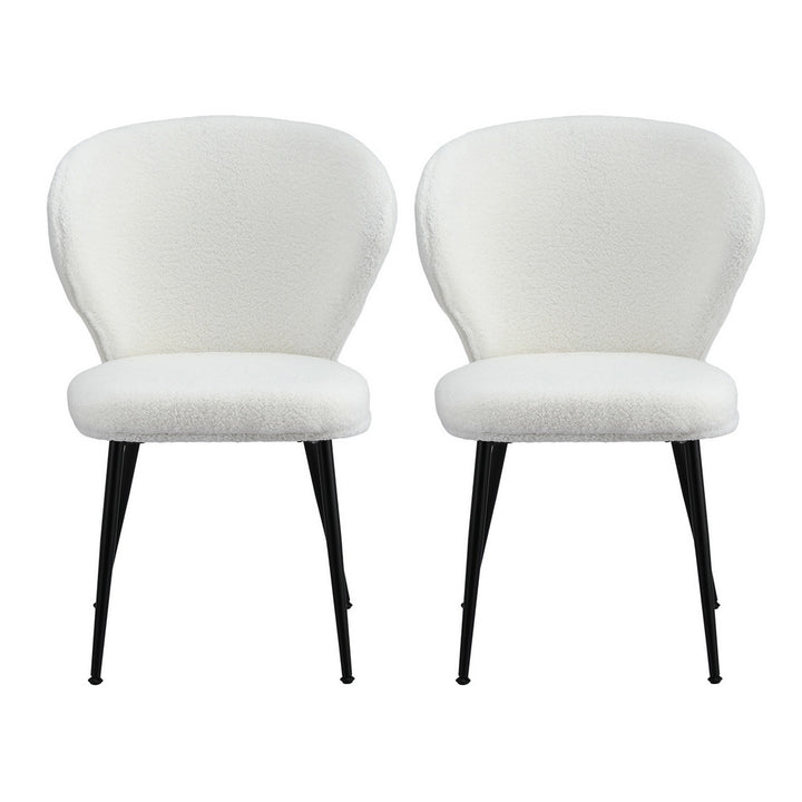 Elodie (Set of 2) Sherpa Dining Chairs - White - Homecoze