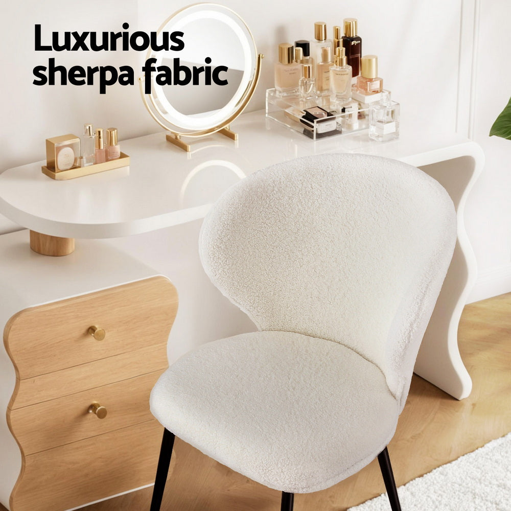 Elodie (Set of 2) Sherpa Dining Chairs - White - Homecoze