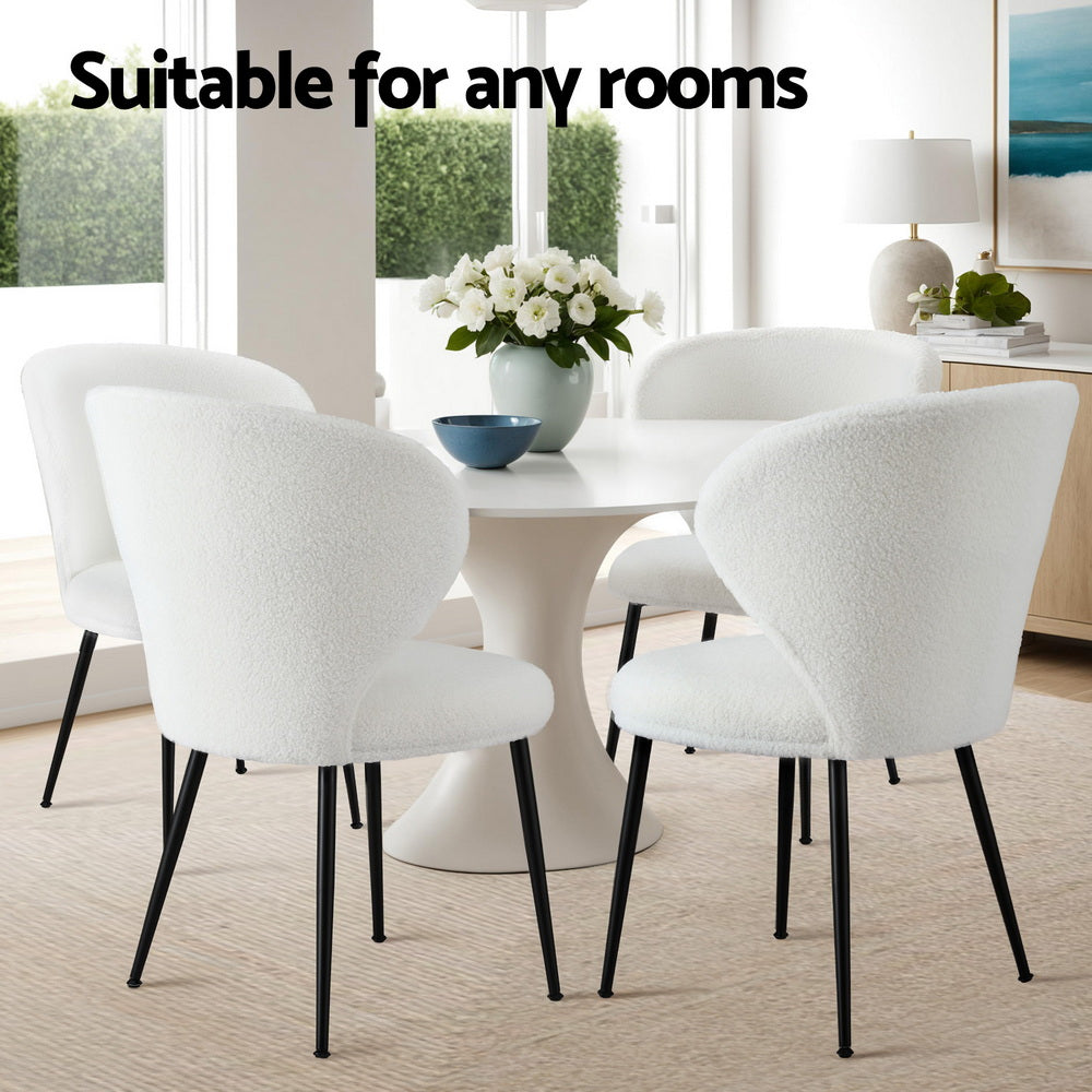 Elodie (Set of 2) Sherpa Dining Chairs - White - Homecoze