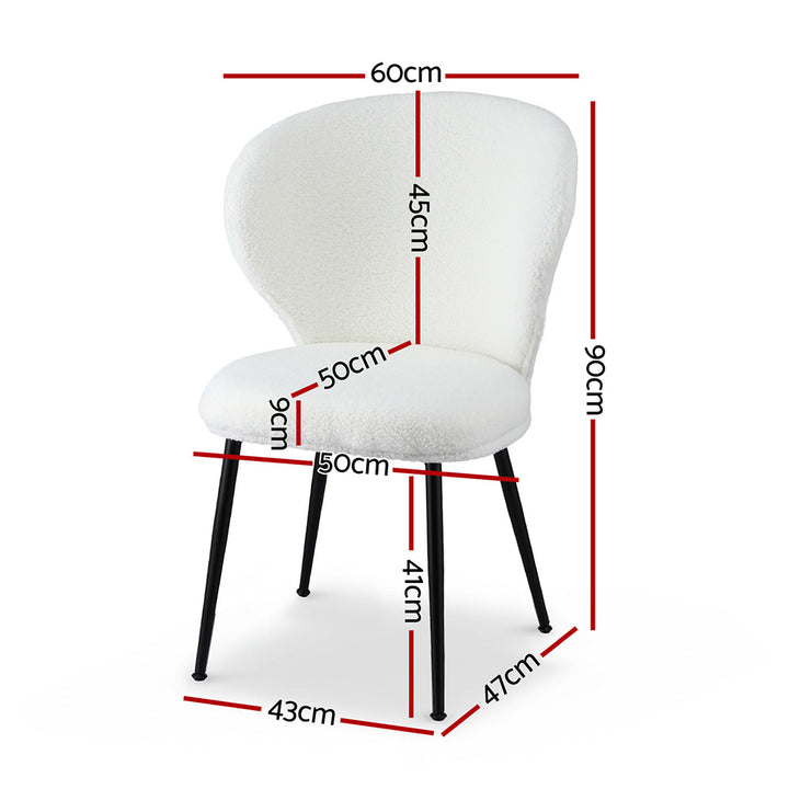 Artiss 4x Dining Chairs Sherpa Boucle Wing Back White - Homecoze