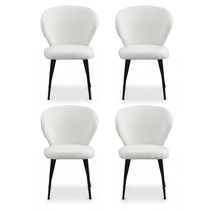Artiss 4x Dining Chairs Sherpa Boucle Wing Back White - Homecoze