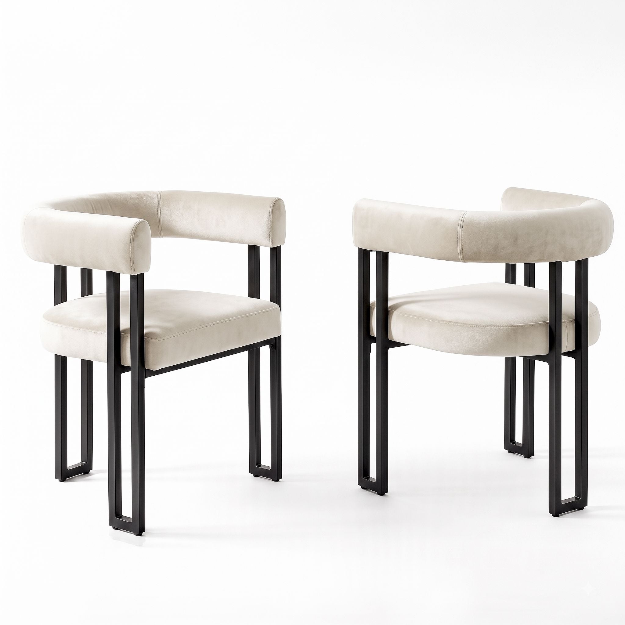 Paloma (Set of 2) Velvet Dining Armchairs - Beige