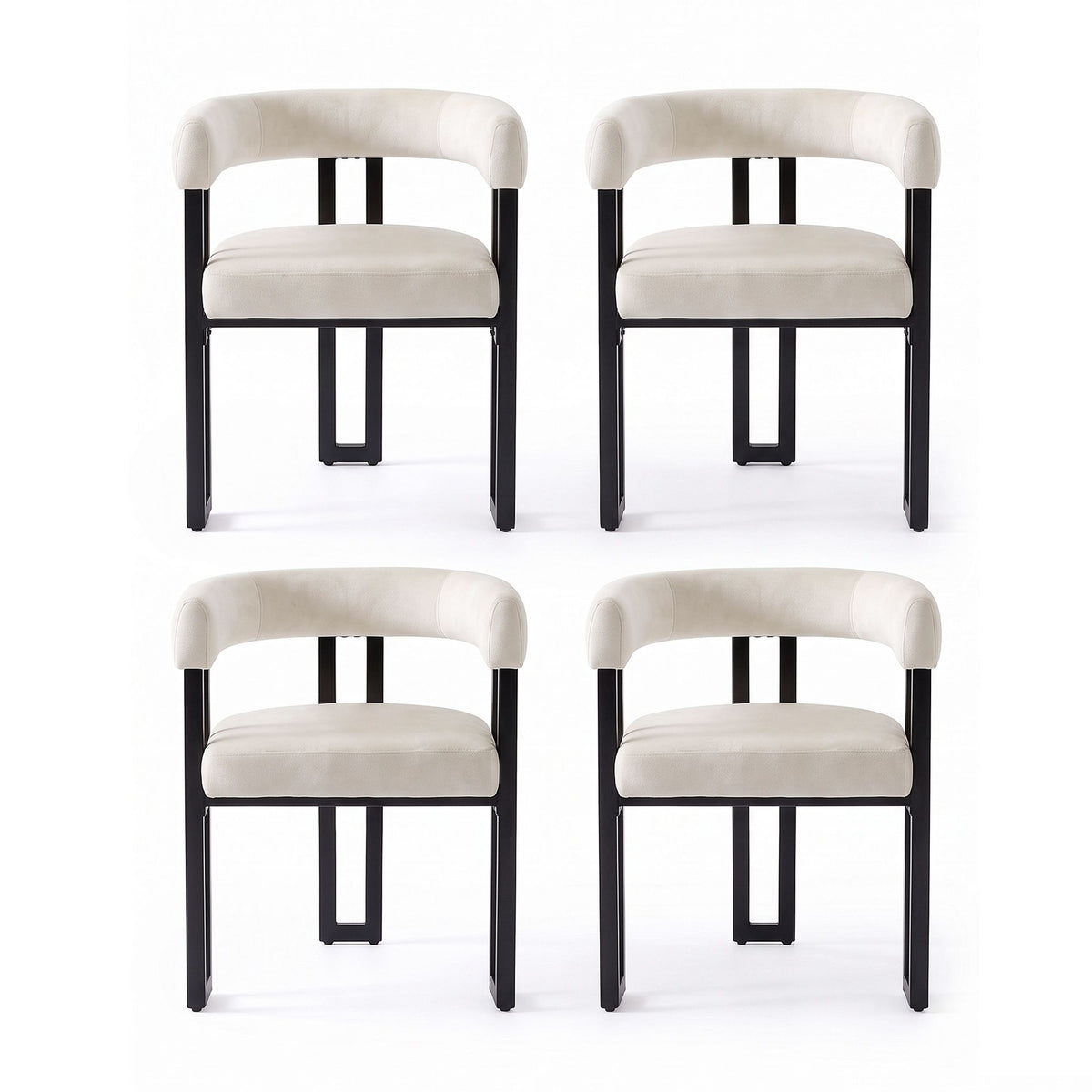Paloma (Set of 4) Velvet Dining Armchairs - Beige