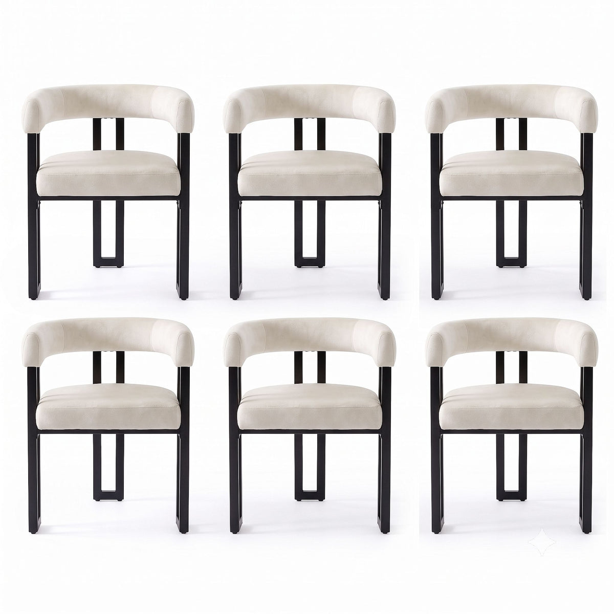 Paloma (Set of 6) Velvet Dining Armchairs - Beige