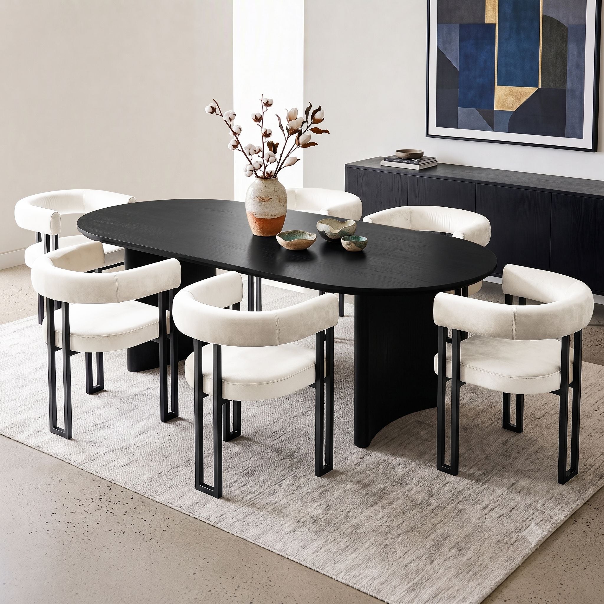 Paloma (Set of 6) Velvet Dining Armchairs - Beige