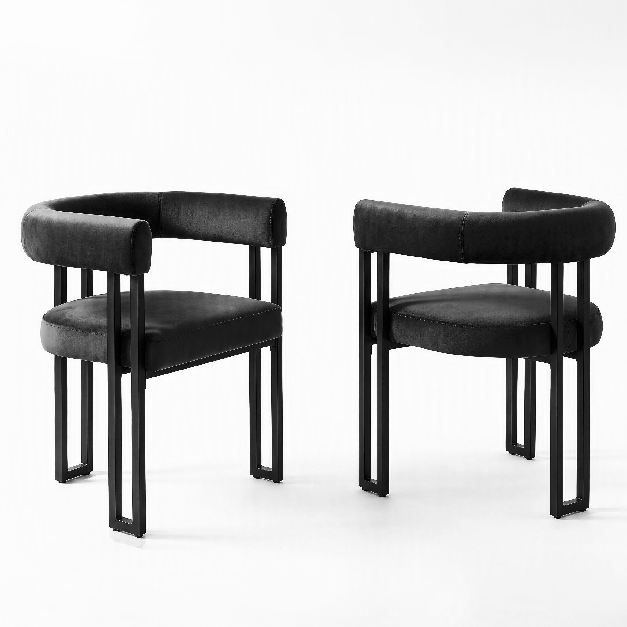 Paloma (Set of 2) Velvet Dining Armchairs - Black