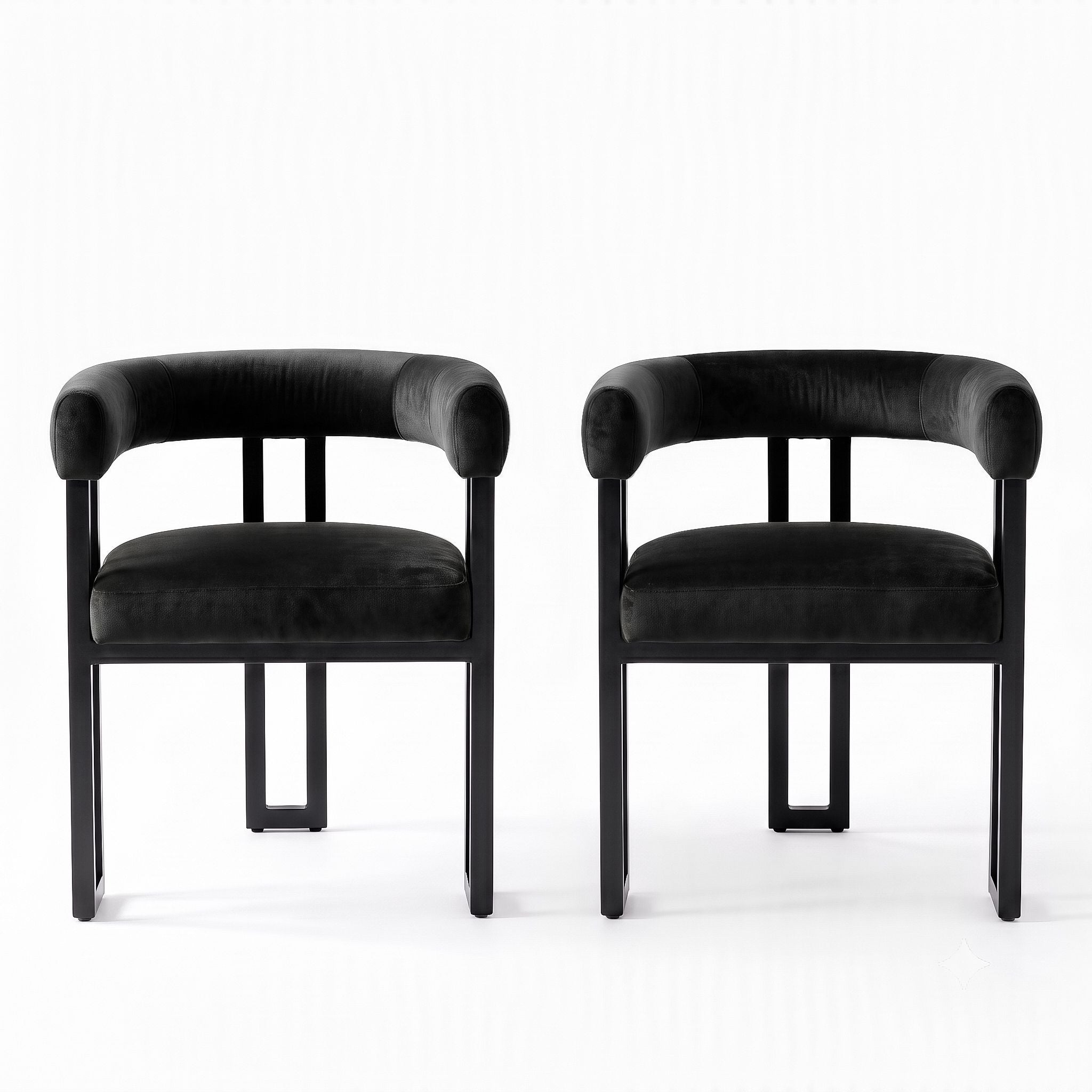 Paloma (Set of 2) Velvet Dining Armchairs - Black