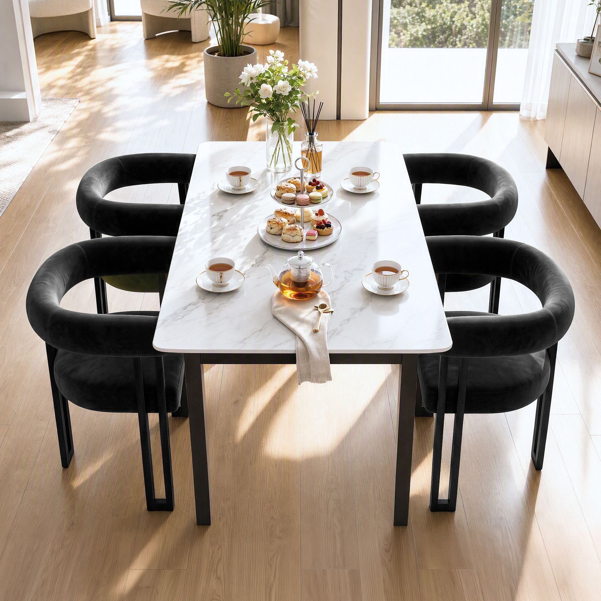 Paloma (Set of 2) Velvet Dining Armchairs - Black