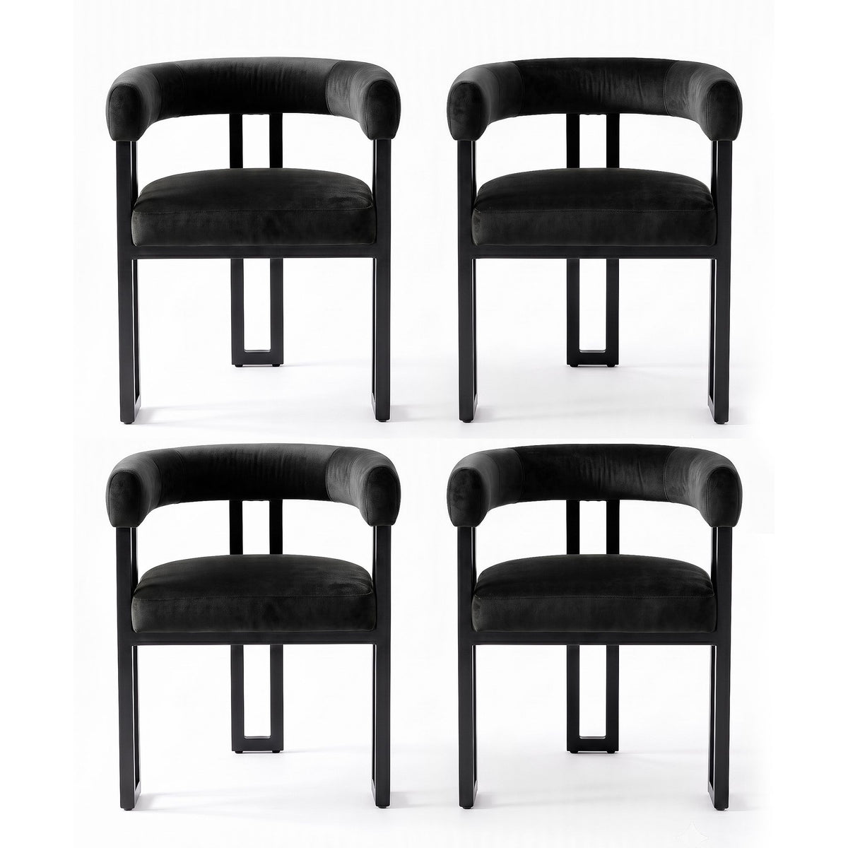 Paloma (Set of 4) Velvet Dining Armchairs - Black