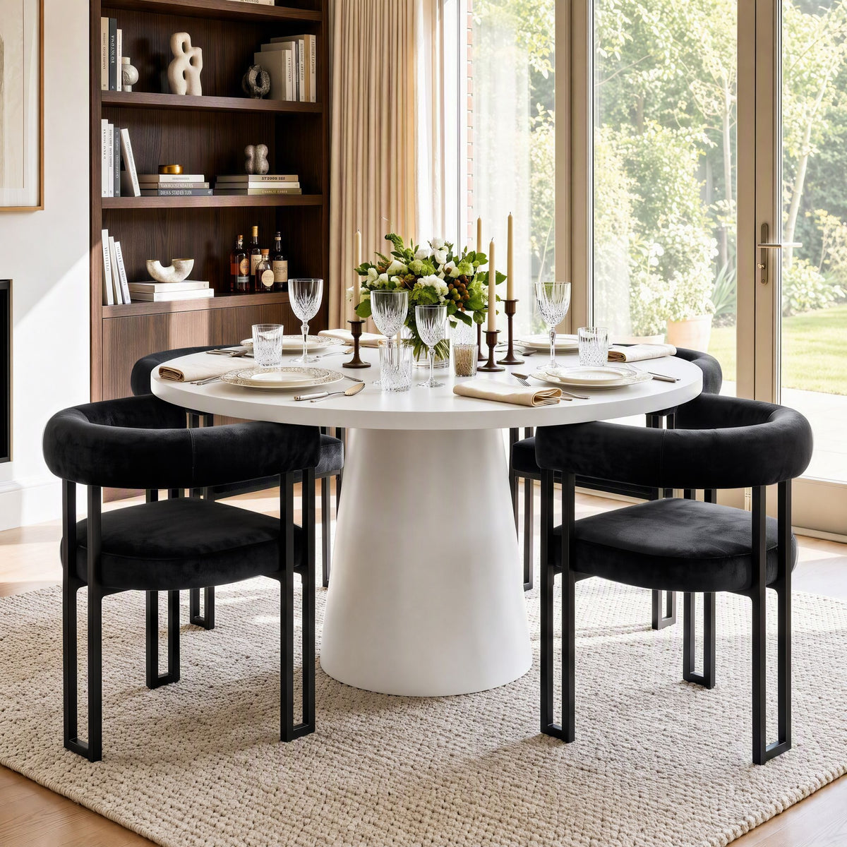 Paloma (Set of 4) Velvet Dining Armchairs - Black