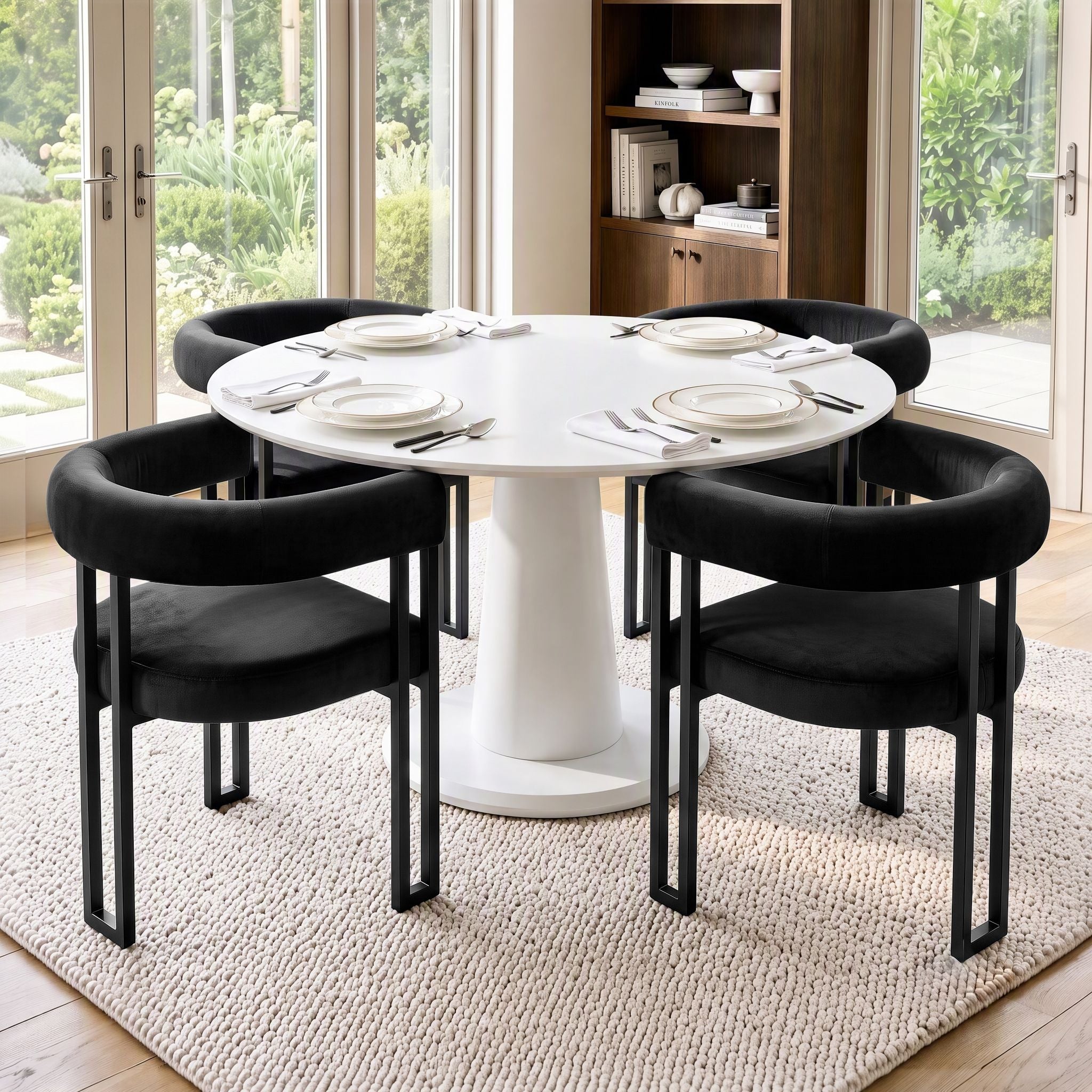 Paloma (Set of 4) Velvet Dining Armchairs - Black