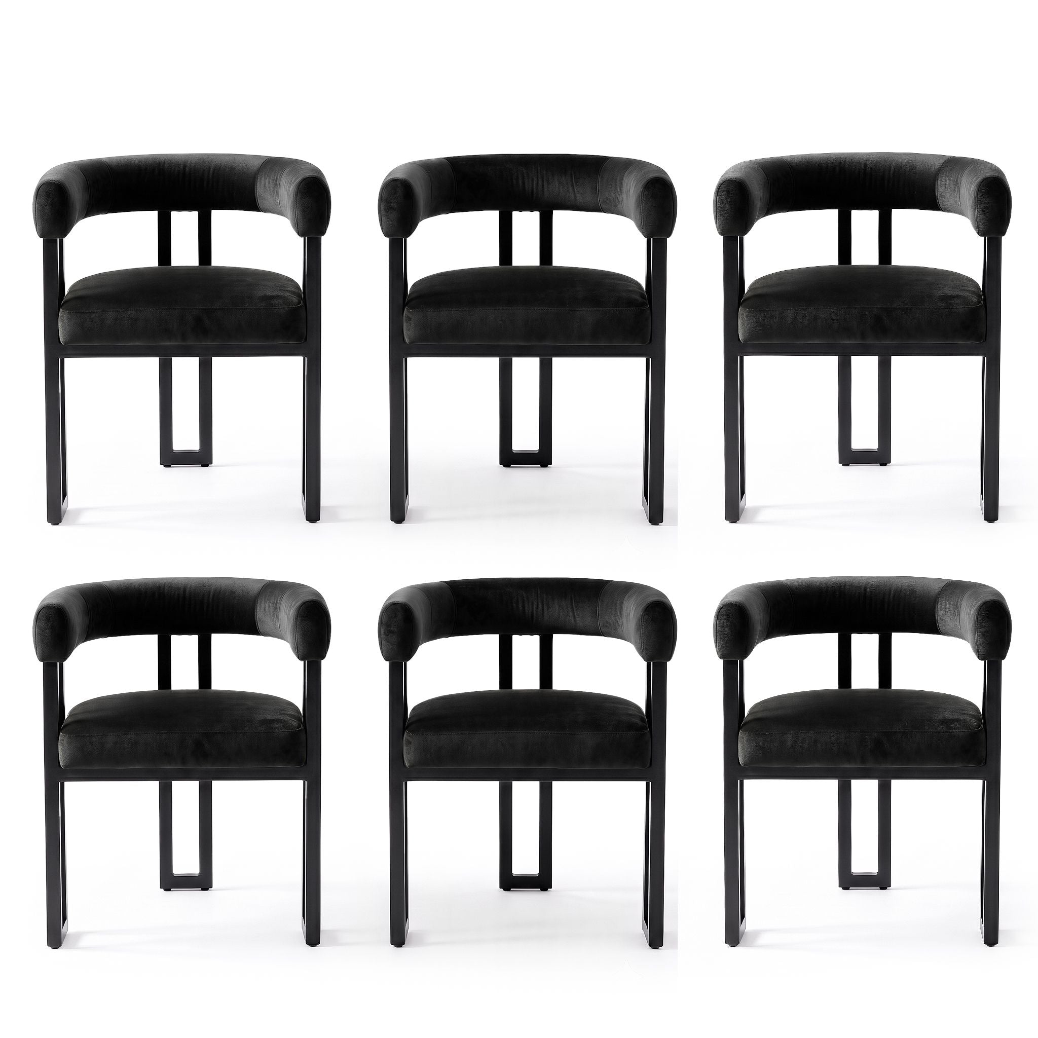 Paloma (Set of 6) Velvet Dining Armchairs - Black