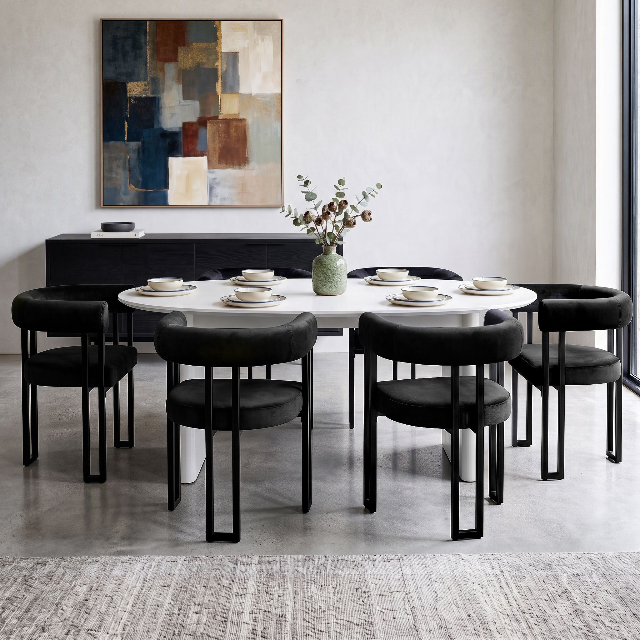 Paloma (Set of 6) Velvet Dining Armchairs - Black
