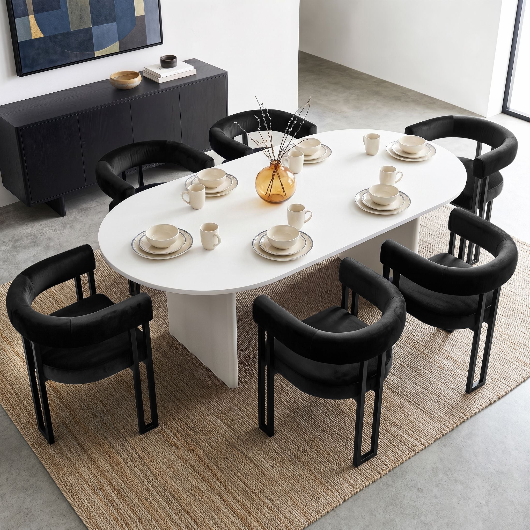 Paloma (Set of 6) Velvet Dining Armchairs - Black