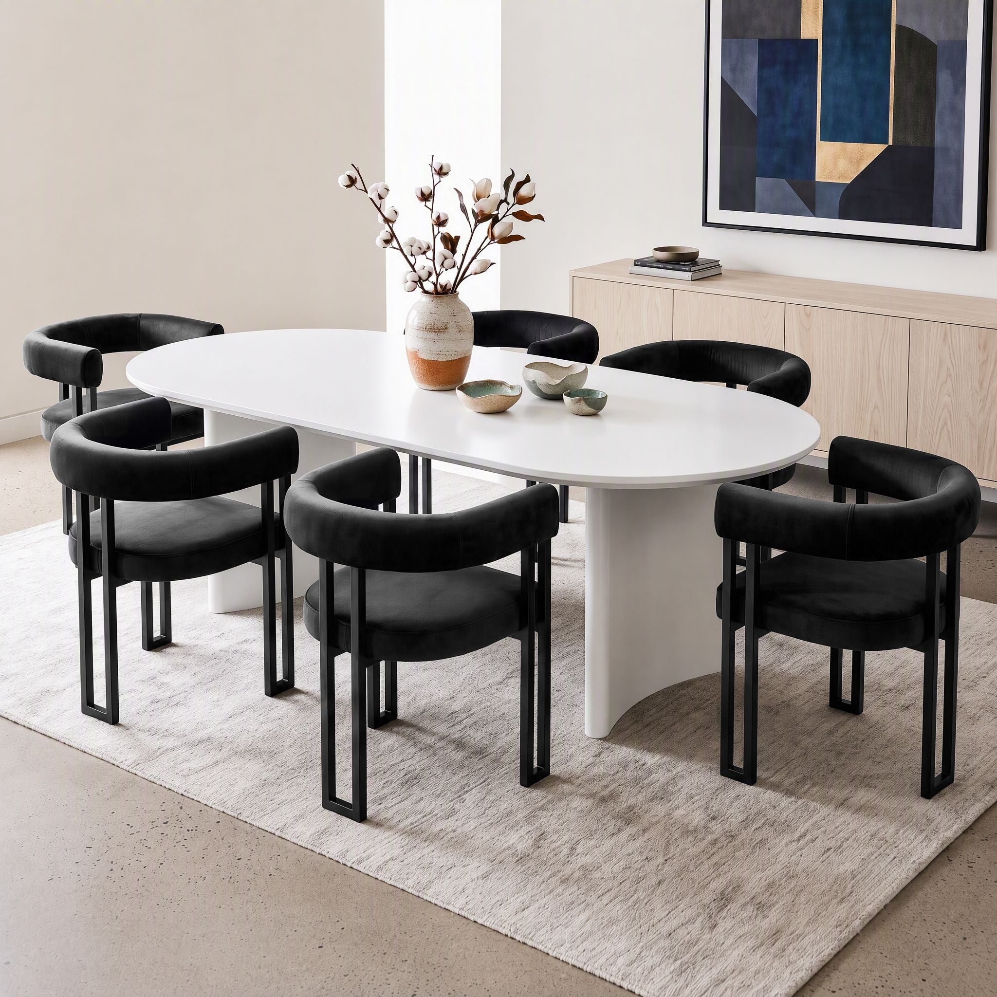 Paloma (Set of 6) Velvet Dining Armchairs - Black