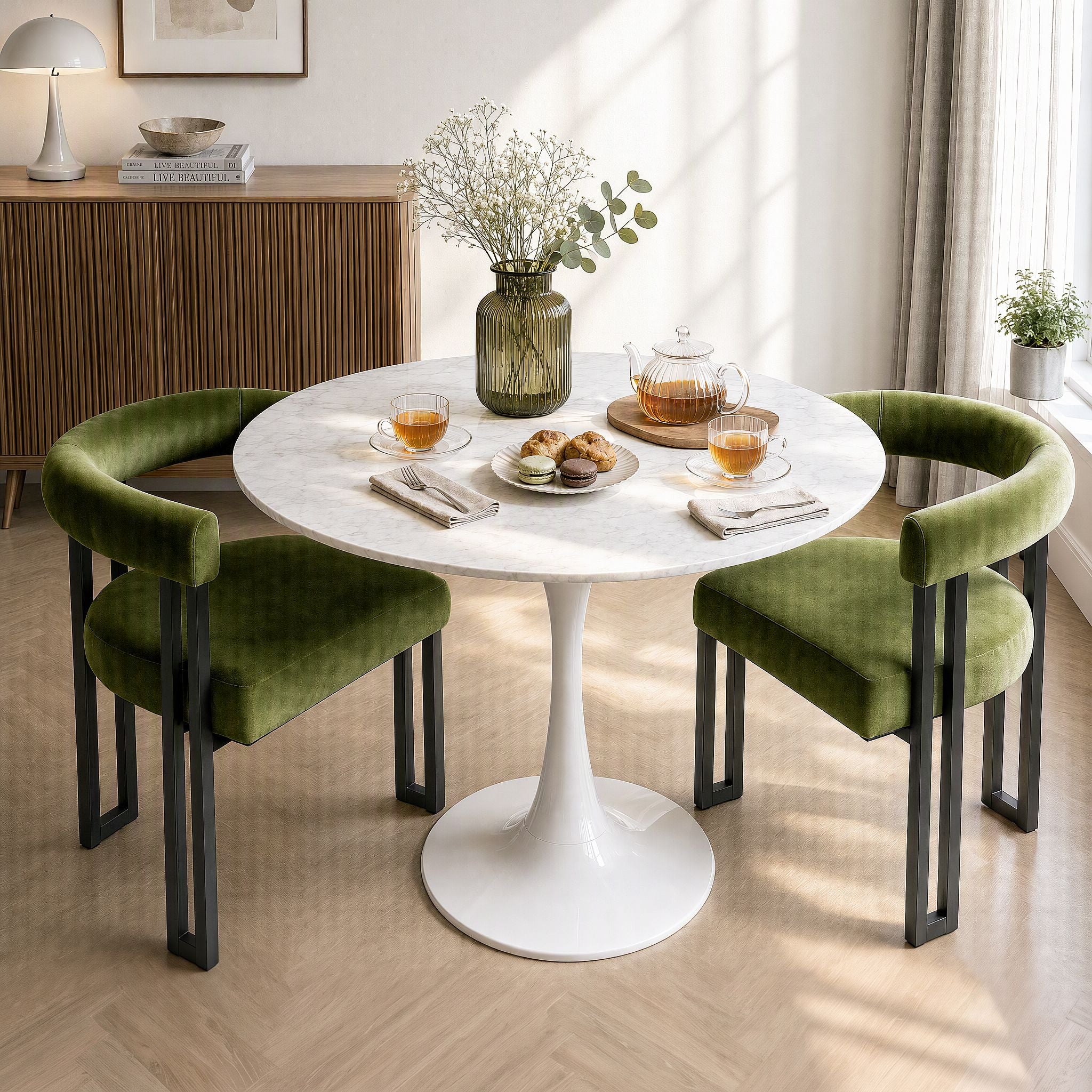 Paloma (Set of 2) Velvet Dining Armchairs - Green
