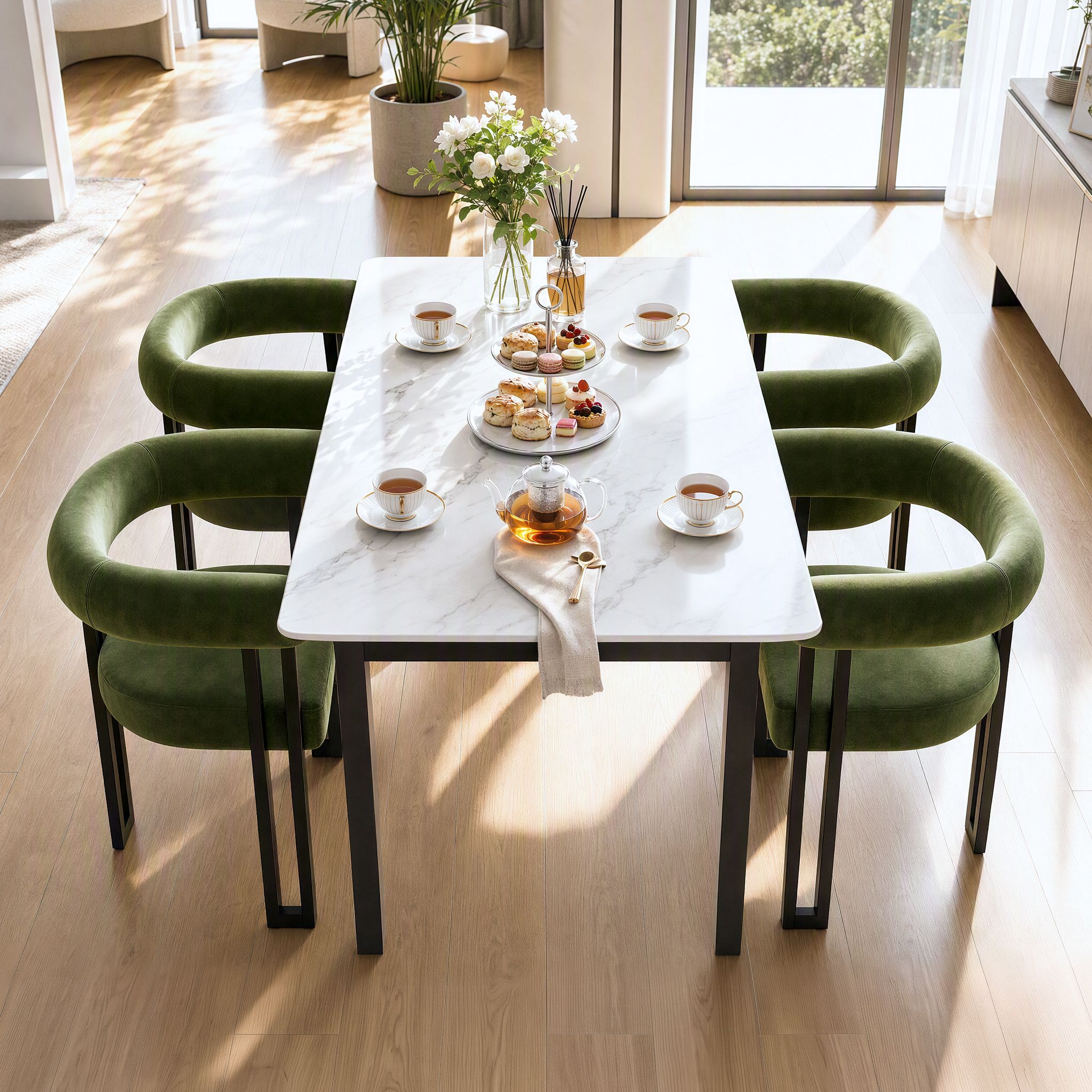 Paloma (Set of 2) Velvet Dining Armchairs - Green