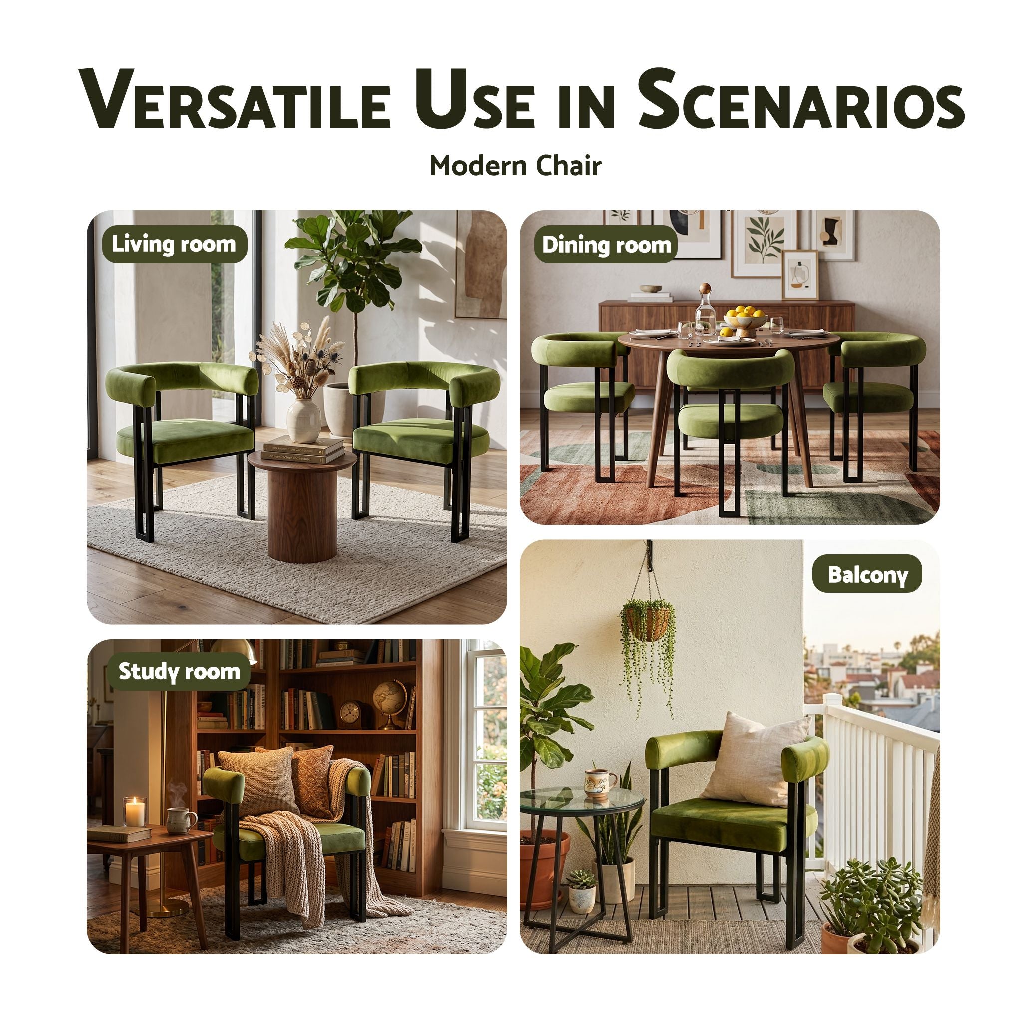 Paloma (Set of 2) Velvet Dining Armchairs - Green
