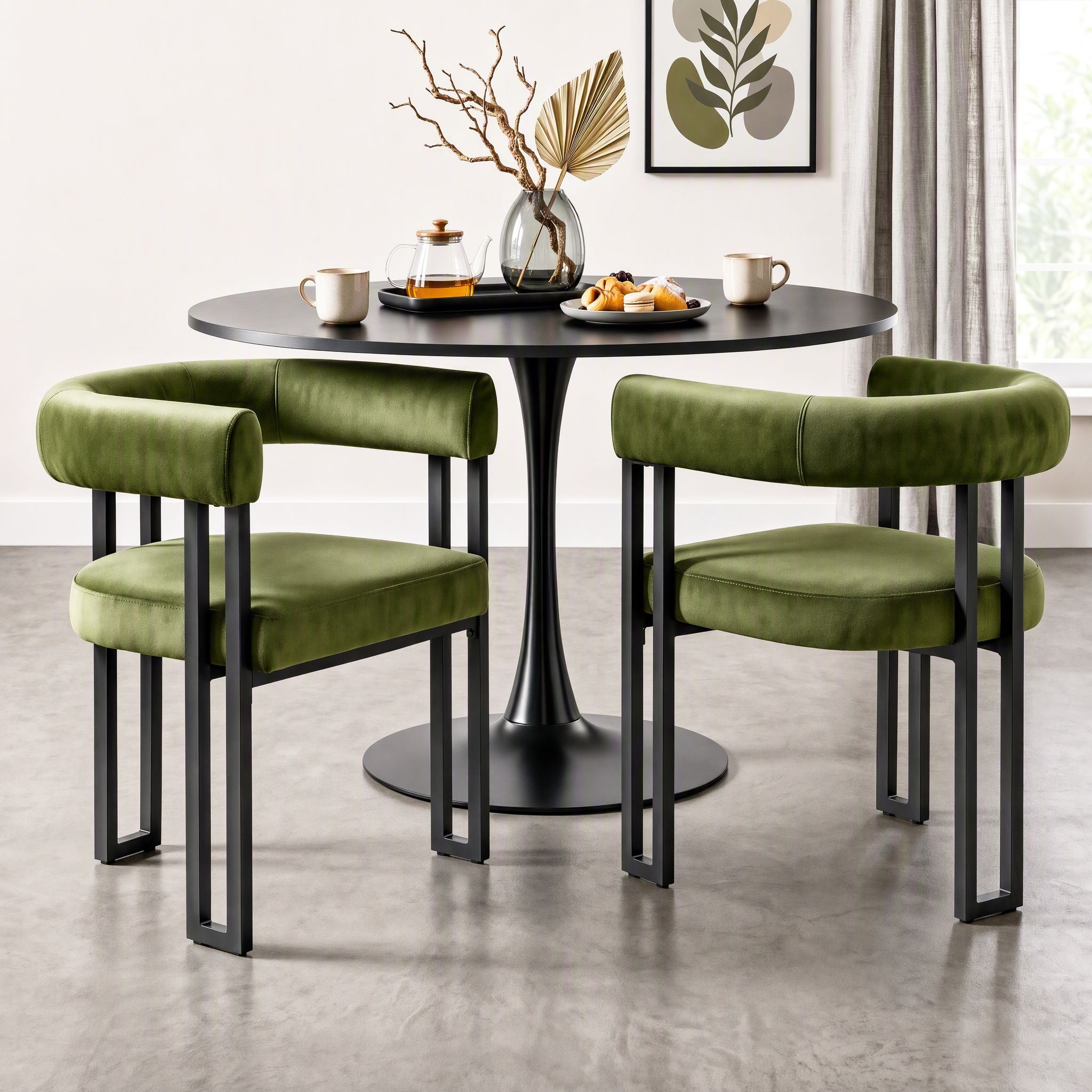 Paloma (Set of 2) Velvet Dining Armchairs - Green