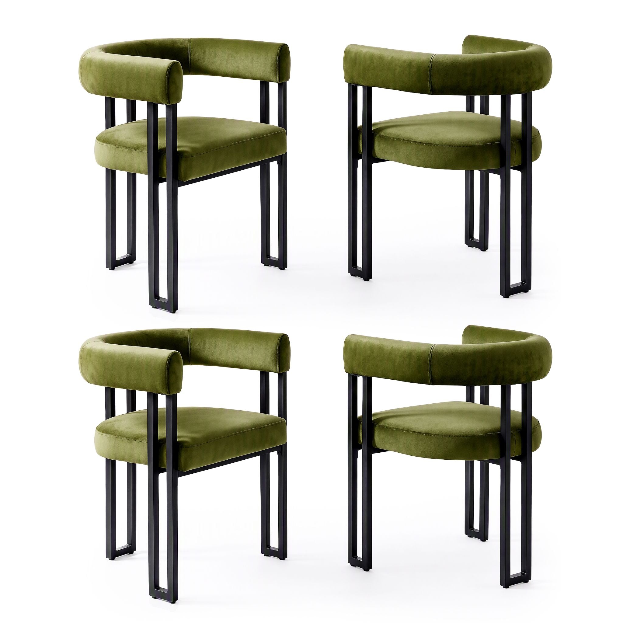 Paloma (Set of 4) Velvet Dining Armchairs - Green