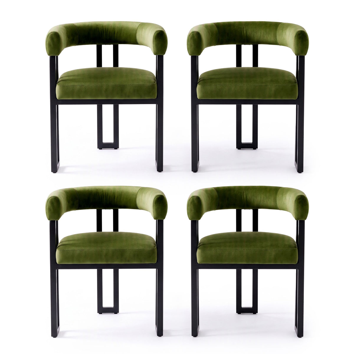Paloma (Set of 4) Velvet Dining Armchairs - Green