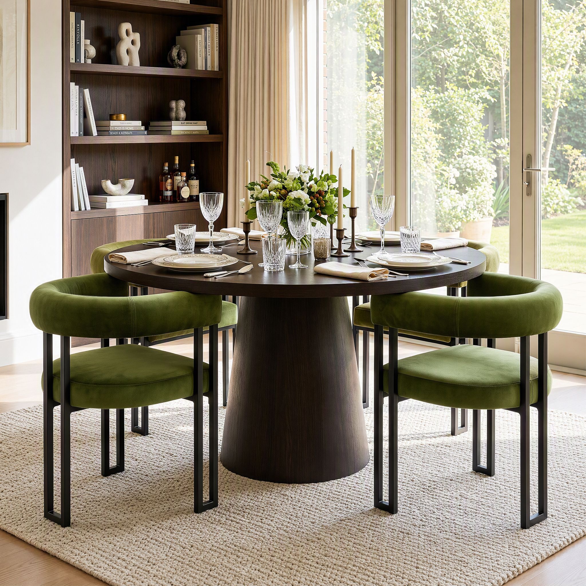 Paloma (Set of 4) Velvet Dining Armchairs - Green