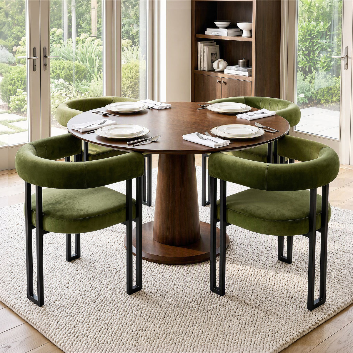 Paloma (Set of 4) Velvet Dining Armchairs - Green