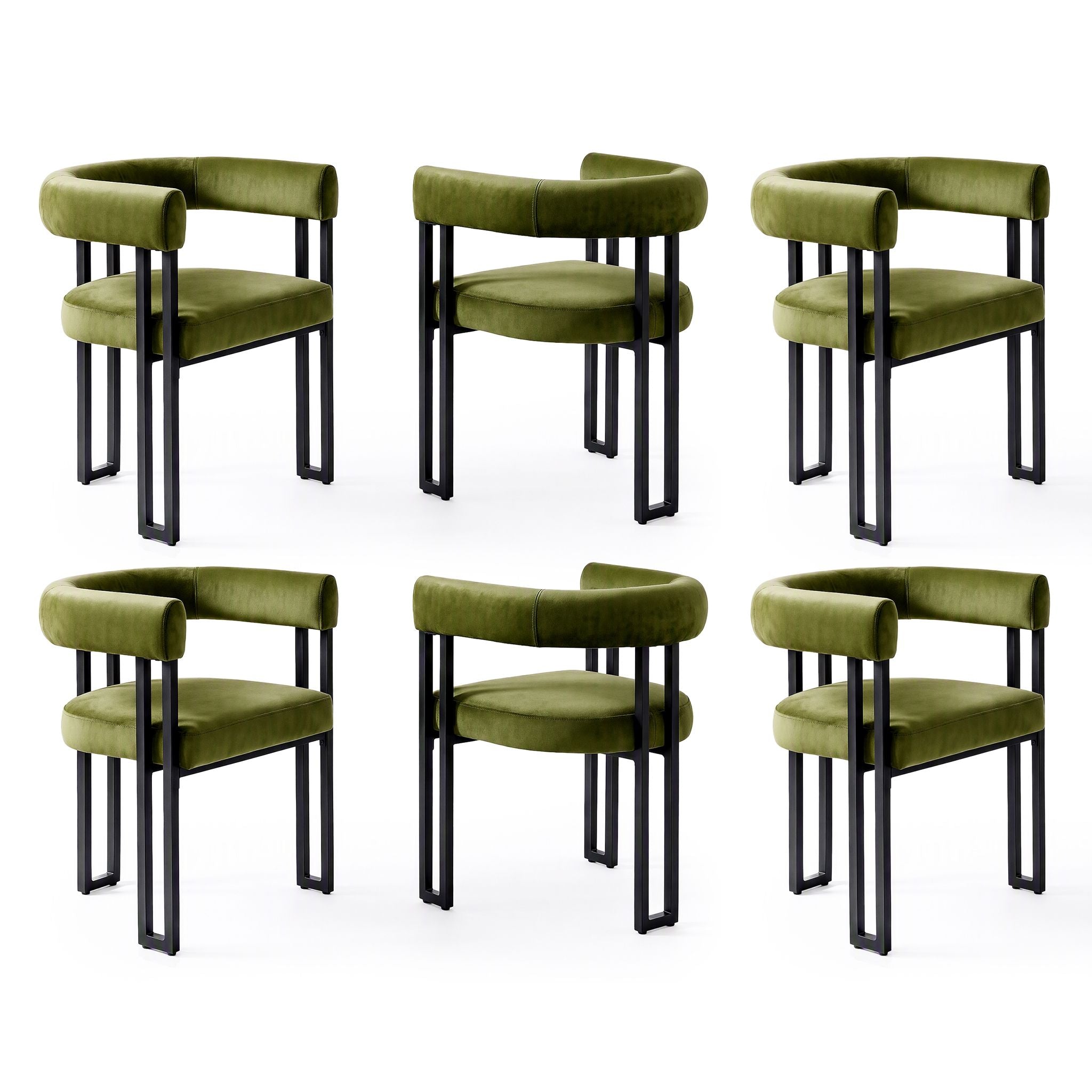 Paloma (Set of 6) Velvet Dining Armchairs - Green