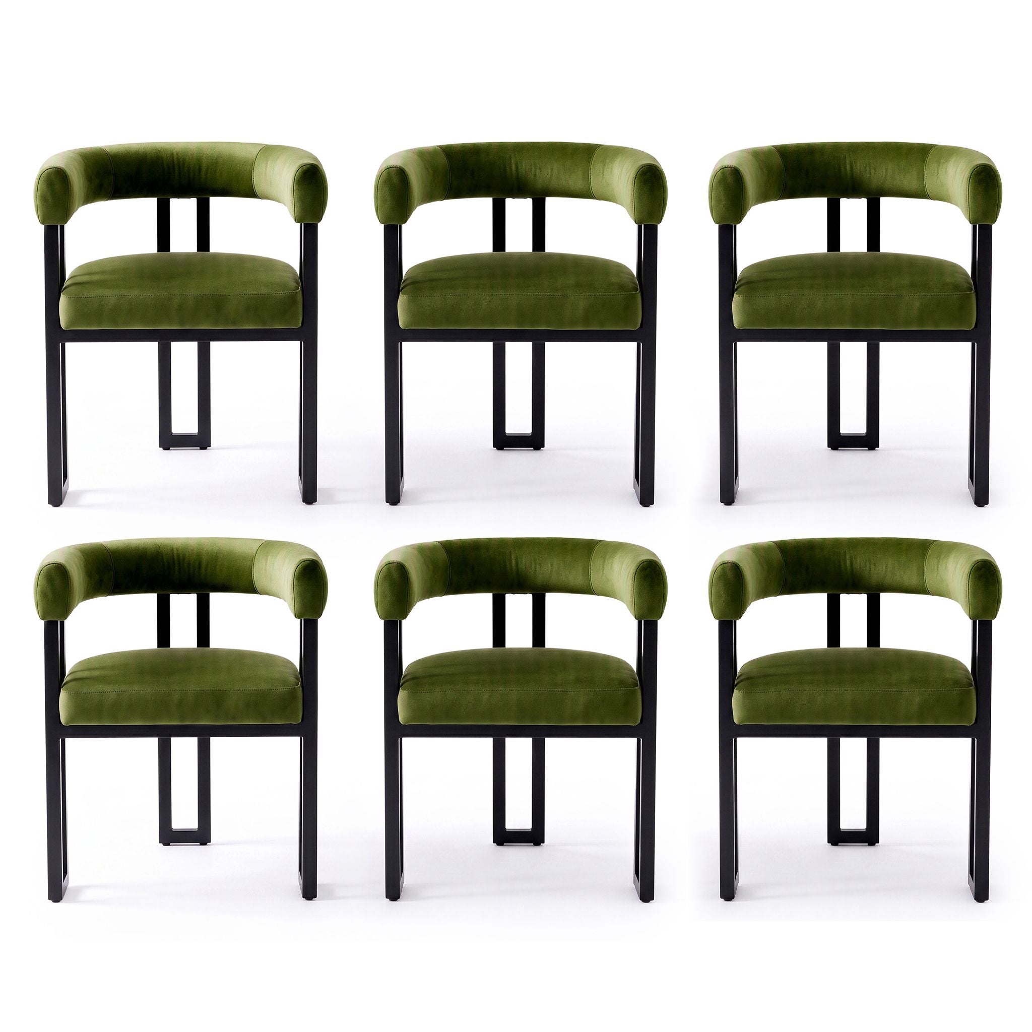 Paloma (Set of 6) Velvet Dining Armchairs - Green