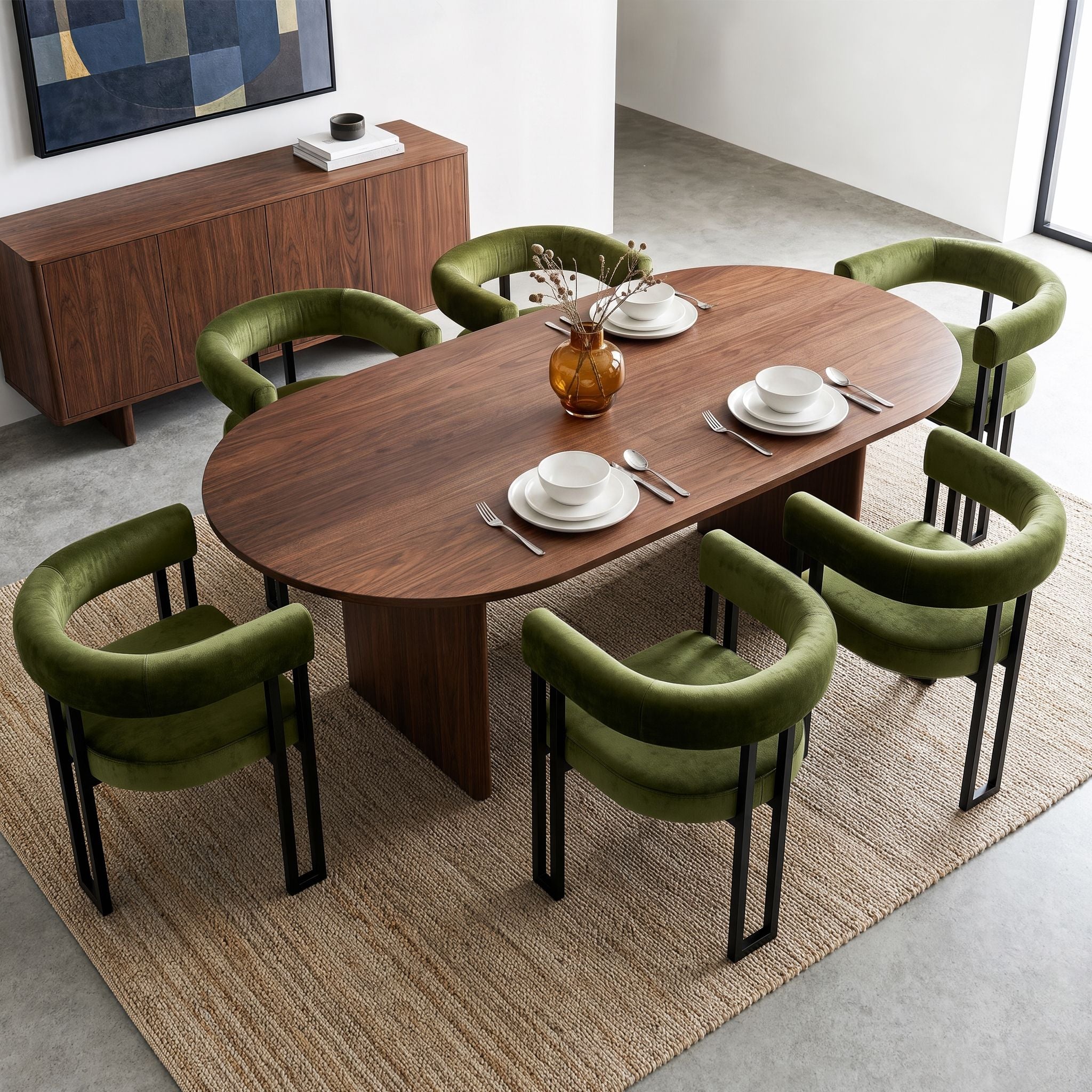 Paloma (Set of 6) Velvet Dining Armchairs - Green