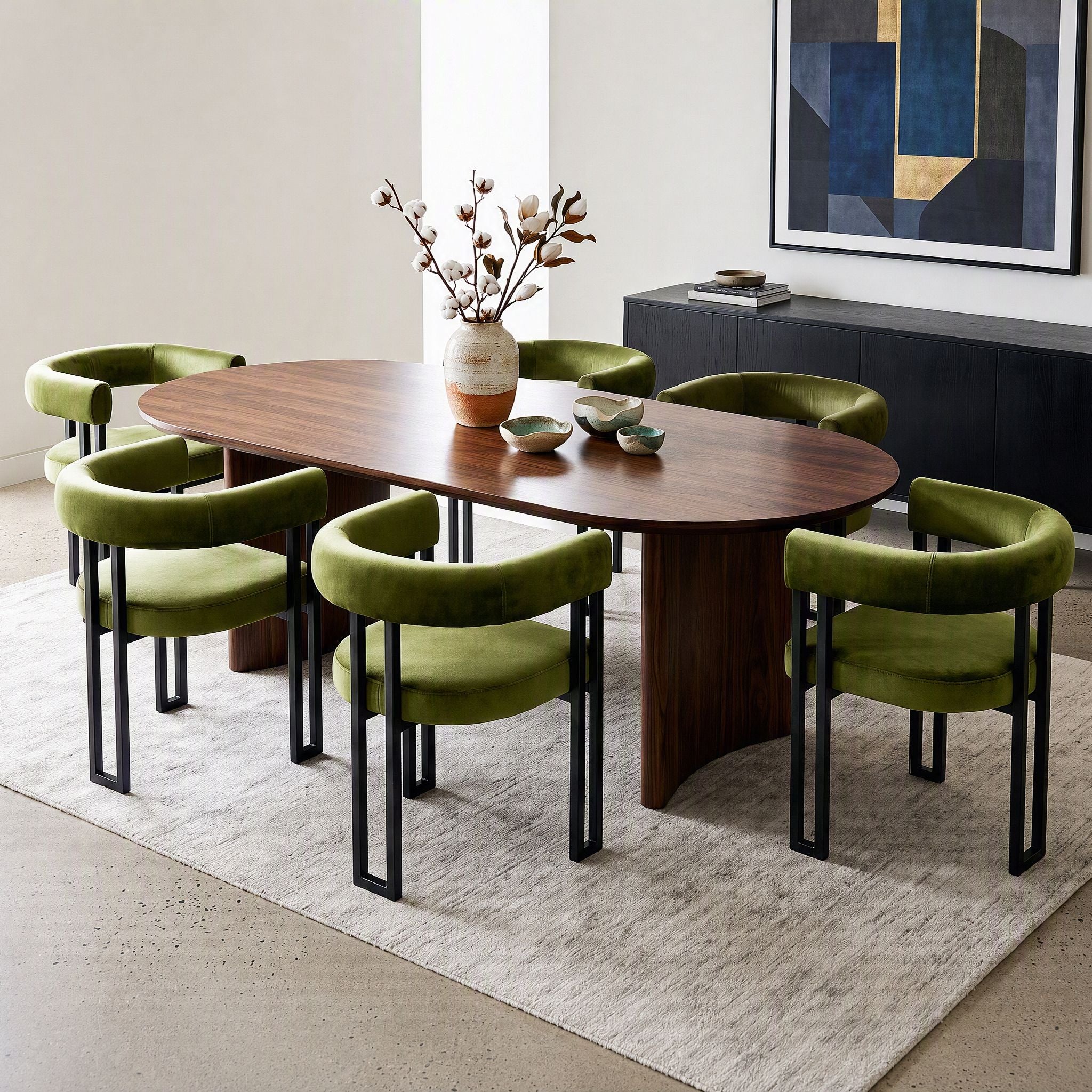 Paloma (Set of 6) Velvet Dining Armchairs - Green