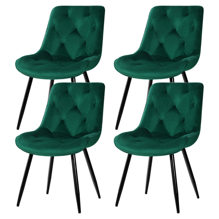 Artiss Dining Chairs Set of 4 Velvet Diamond Tufted Green - Homecoze