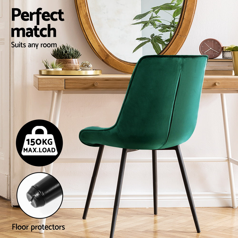 Artiss Dining Chairs Set of 4 Velvet Diamond Tufted Green - Homecoze