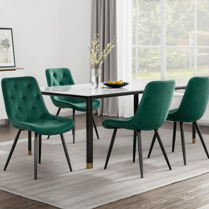 Artiss Dining Chairs Set of 4 Velvet Diamond Tufted Green - Homecoze