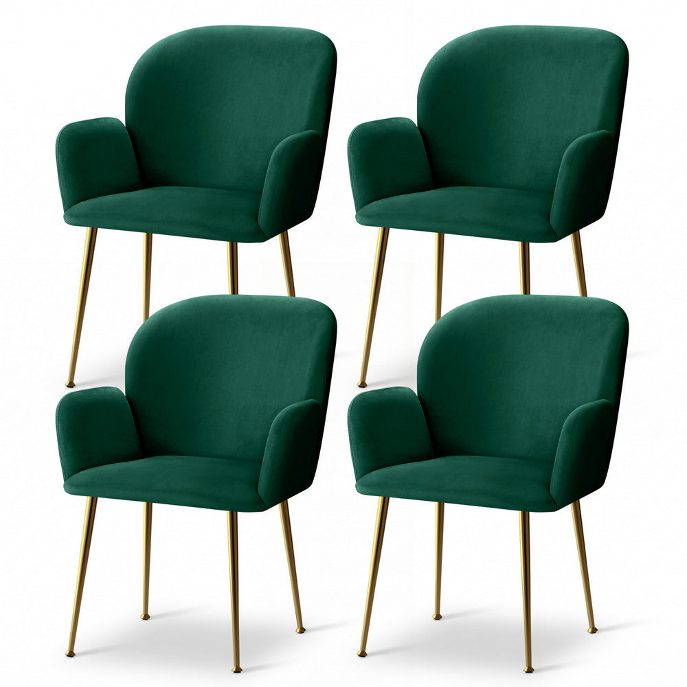 Violetta (Set of 4) Velvet Dining Armchairs - Green