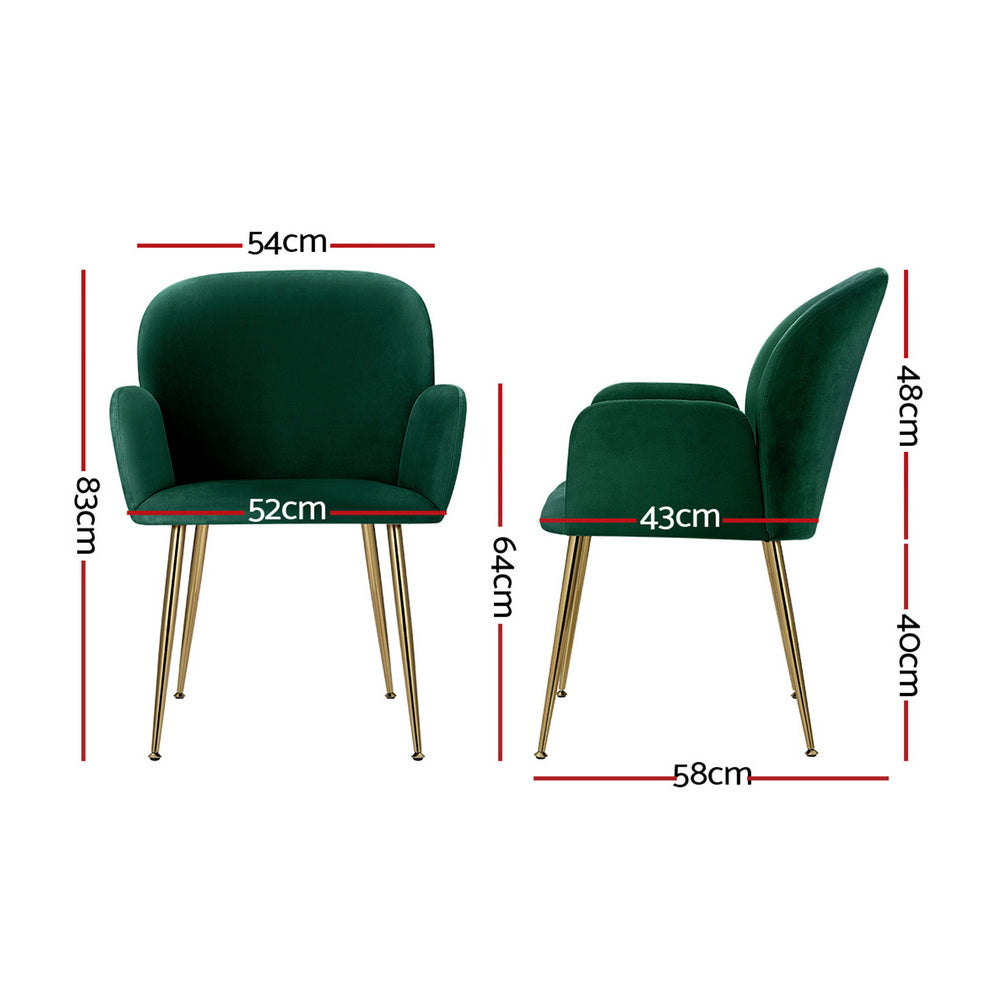 Violetta (Set of 4) Velvet Dining Armchairs - Green