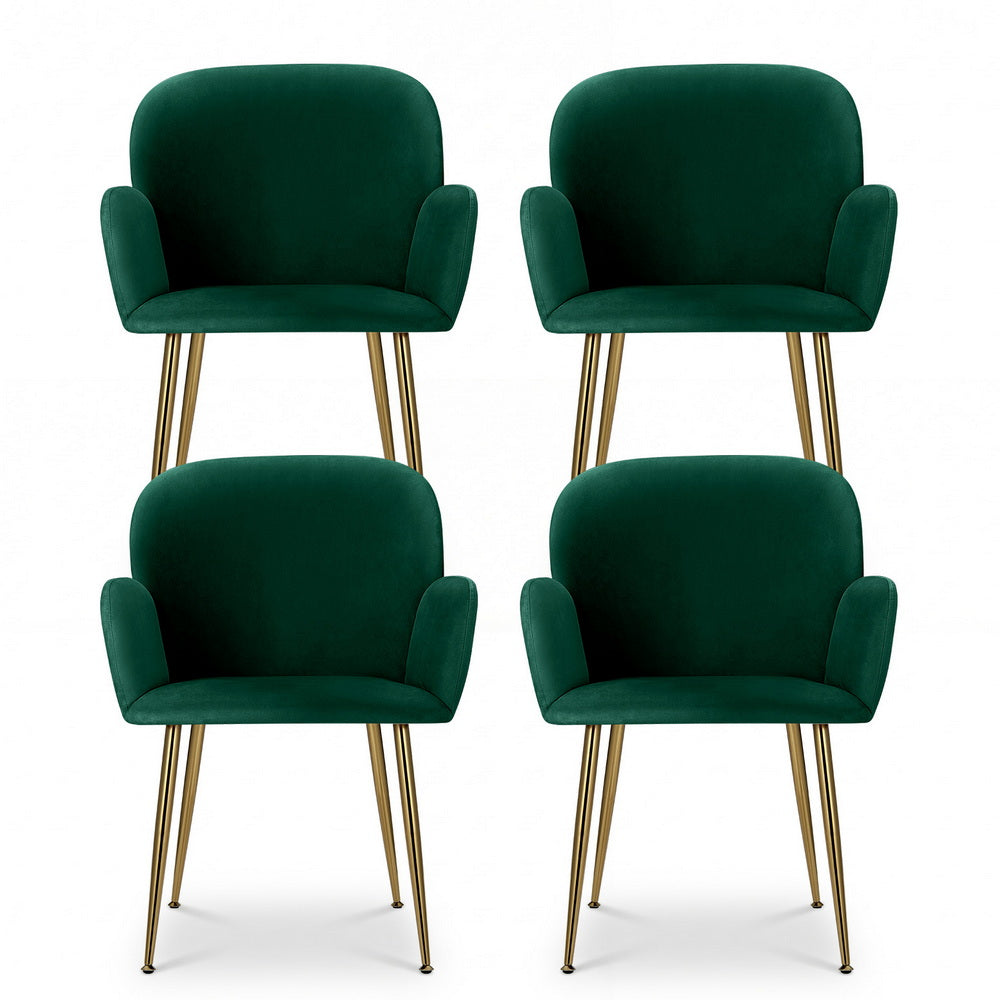 Violetta (Set of 4) Velvet Dining Armchairs - Green