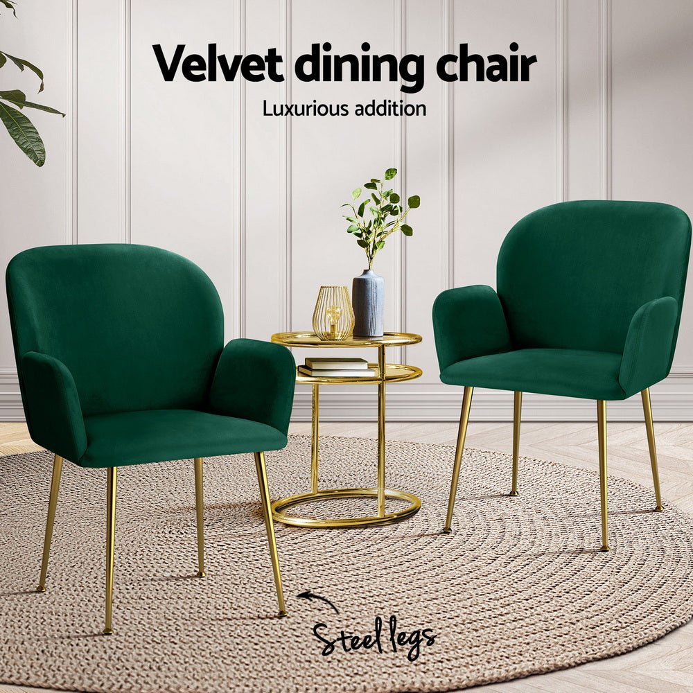 Violetta (Set of 4) Velvet Dining Armchairs - Green