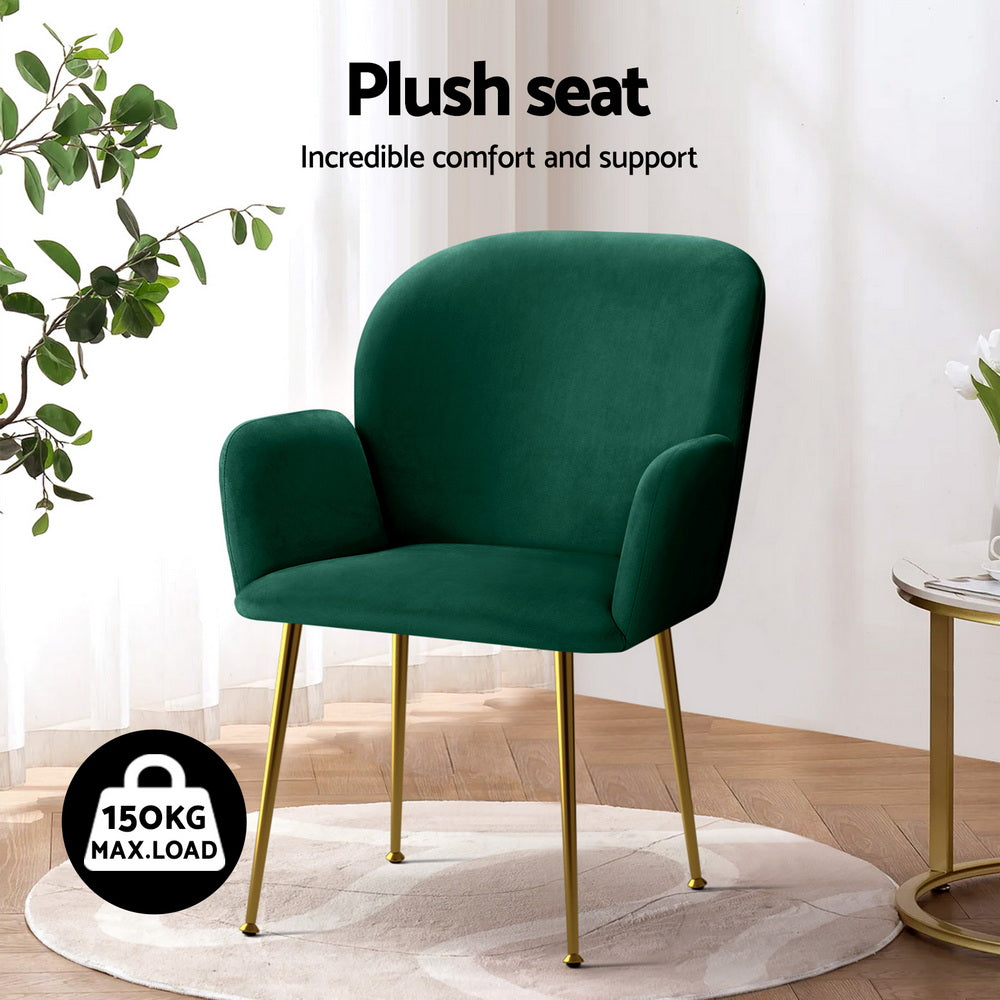 Violetta (Set of 4) Velvet Dining Armchairs - Green