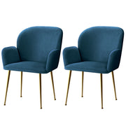 Violetta (Set of 2) Velvet Dining Armchairs - Blue