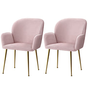Set of 2 Soft Velvet Upholstered Modern Dining Feature Chairs - Pink - Homecoze