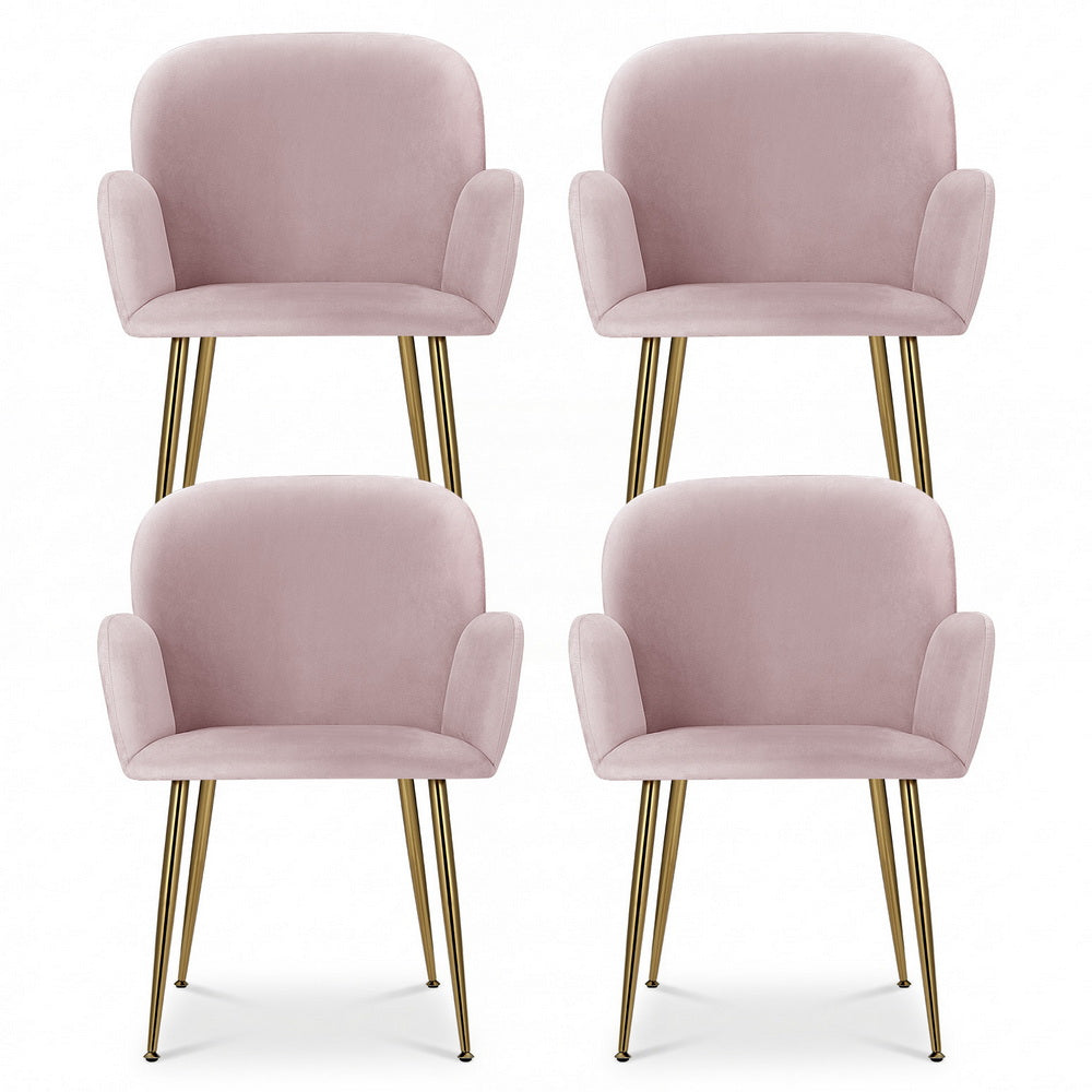 Violetta (Set of 4) Velvet Dining Armchairs - Pink