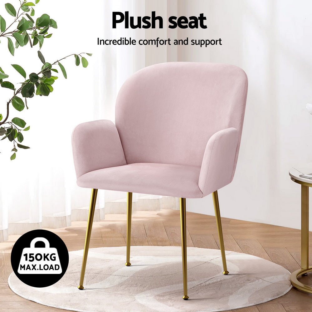 Violetta (Set of 4) Velvet Dining Armchairs - Pink