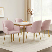 Violetta (Set of 4) Velvet Dining Armchairs - Pink