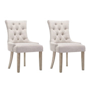 Set of 2 French Provincial Dining Chairs - Beige - Homecoze