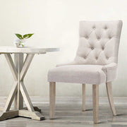 Set of 2 French Provincial Dining Chairs - Beige - Homecoze