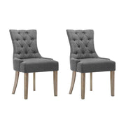 Set of 2 French Provincial Dining Chairs - Grey - Homecoze